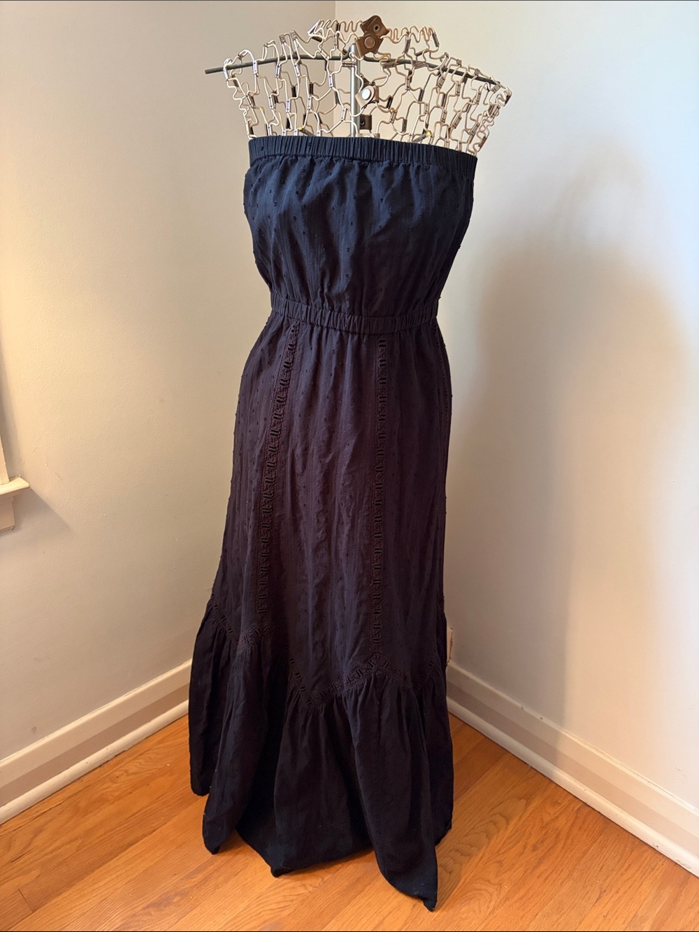 GAP Strapless Black Maxi Dress with Smocked Waist